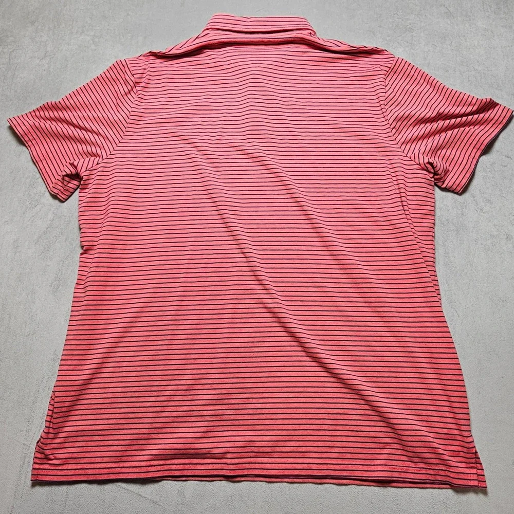 Polo Ralph Lauren Mens XXL Performance Polo Shirt Coral Pink Navy Blue‎ Striped